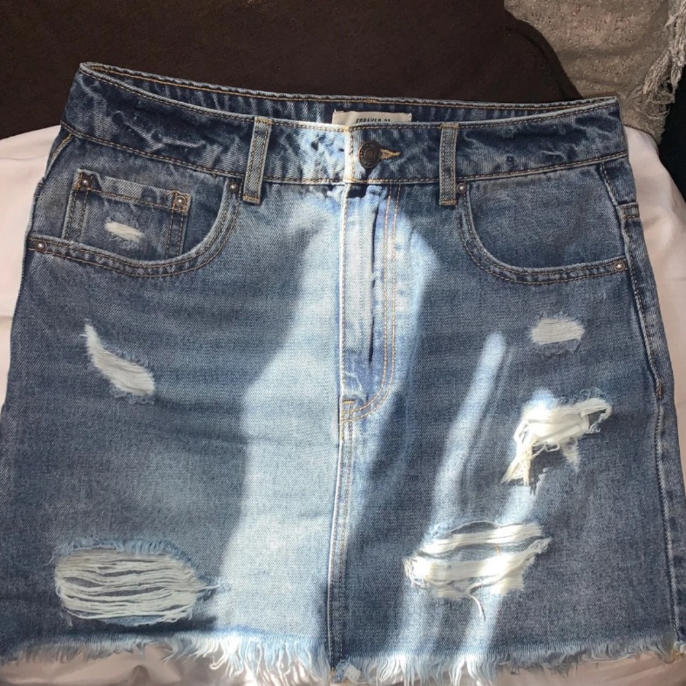Forever 21 Distressed Jean Skirt